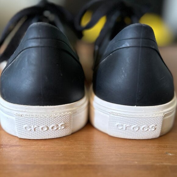 Crocs CitiLane Roka Court Sneakers Ventilated Black with White Trim Mens Size 7 - Picture 3 of 9